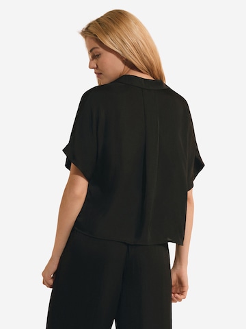 ETAM Kurzarm-Satin-Pyjamahemd 'Cheeta' in Schwarz