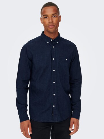 Only & Sons Regular fit Overhemd 'Tobin' in Blauw: voorkant