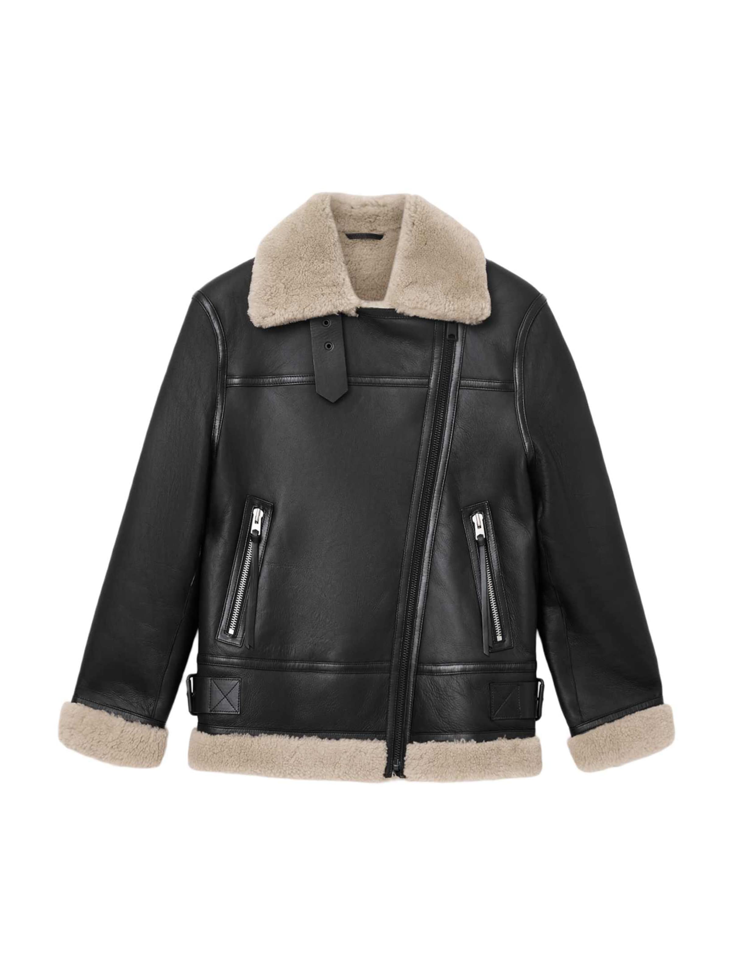 melns AllSaints Starpsezonu jaka 'SOLA': no priekšpuses