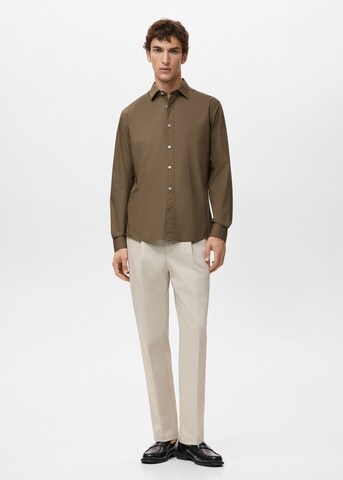 MANGO MAN Regular fit Button Up Shirt 'Play' in Brown