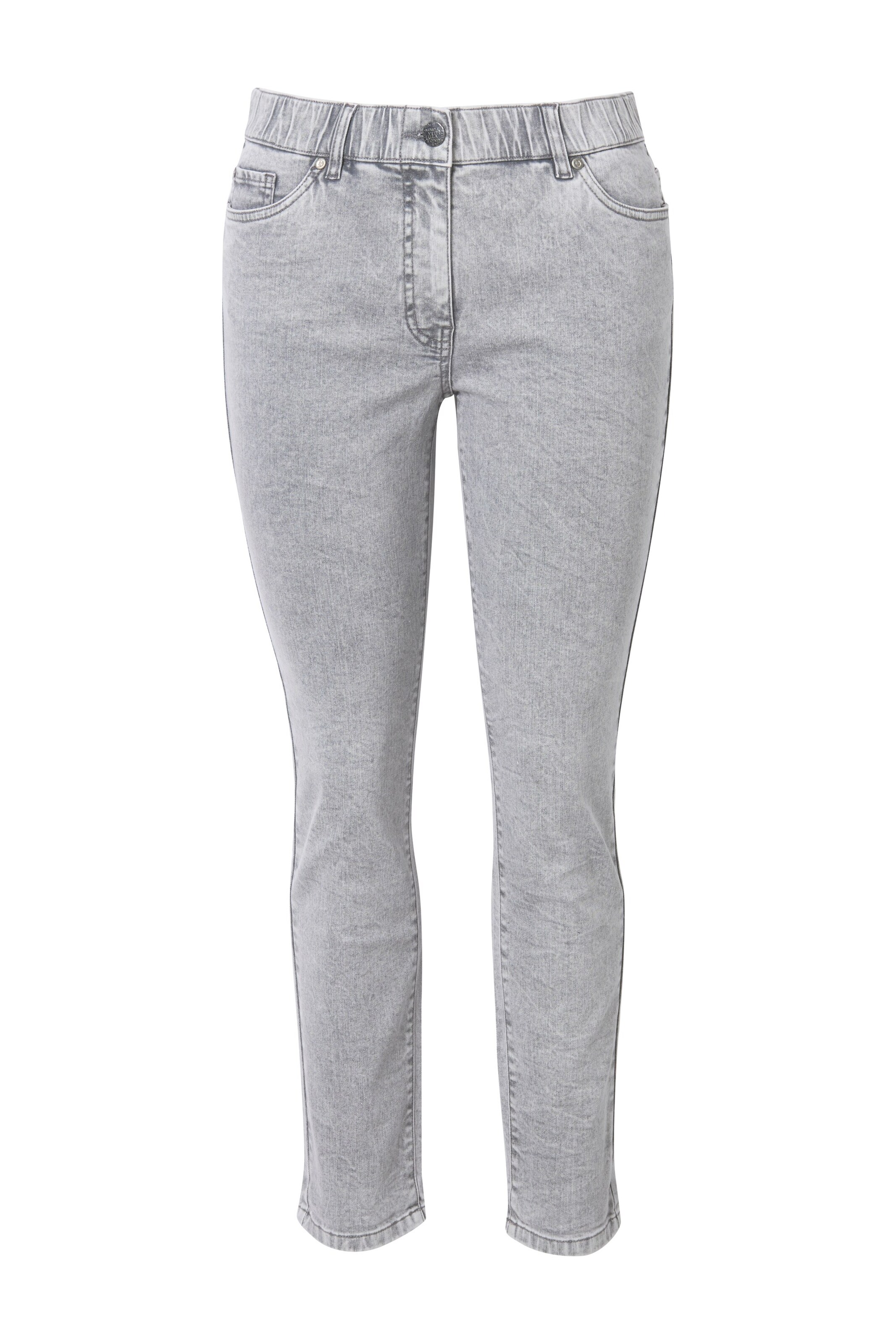 Ulla Popken Slimfit Jeans in Grijs: voorkant