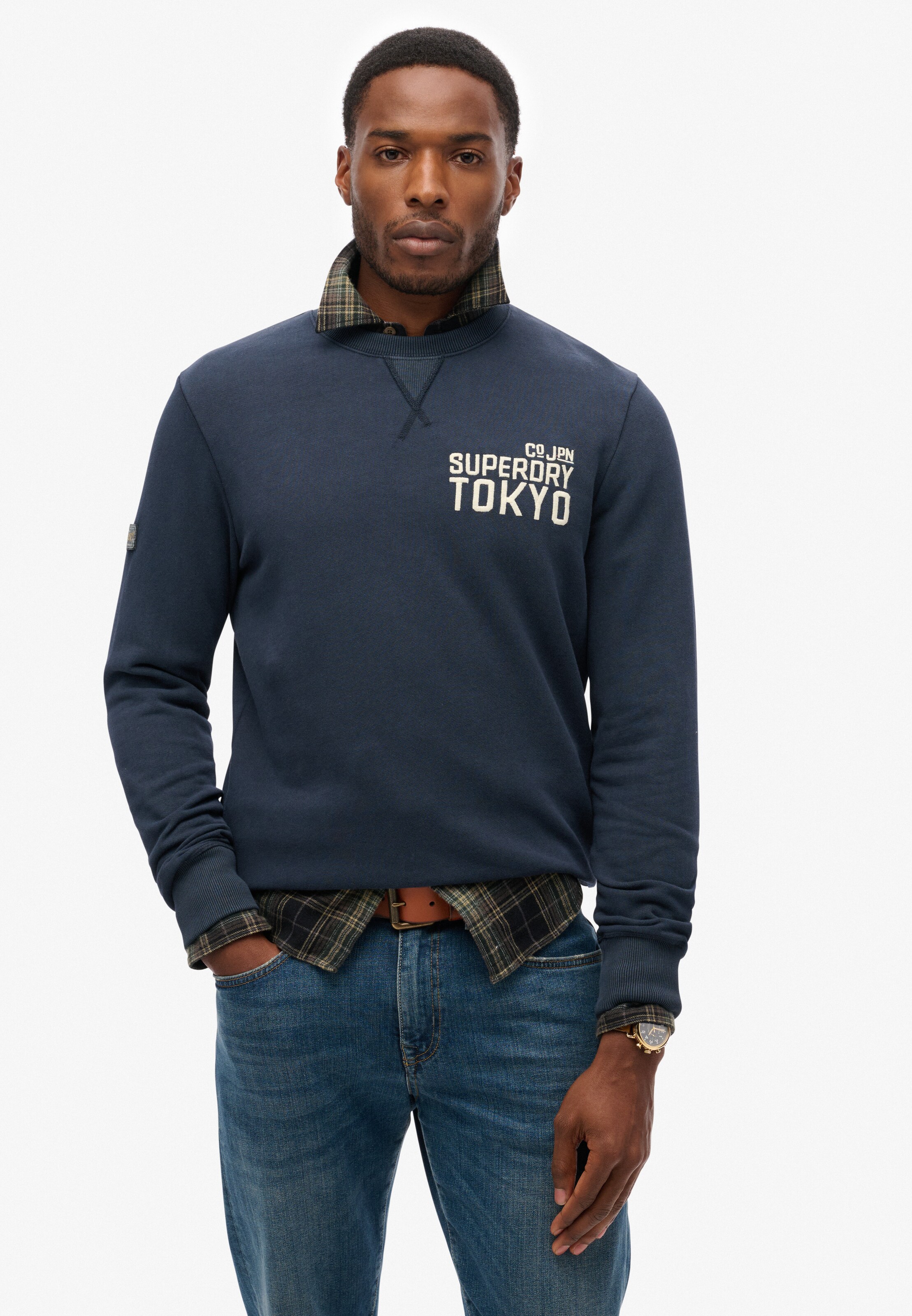 Sweat-shirt Superdry en bleu : devant