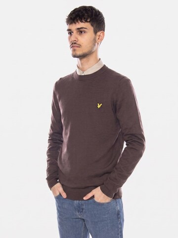 Lyle & Scott Sweter 'Cotton Merino Crew Neck Jumper Espresso' w kolorze brązowy: przód
