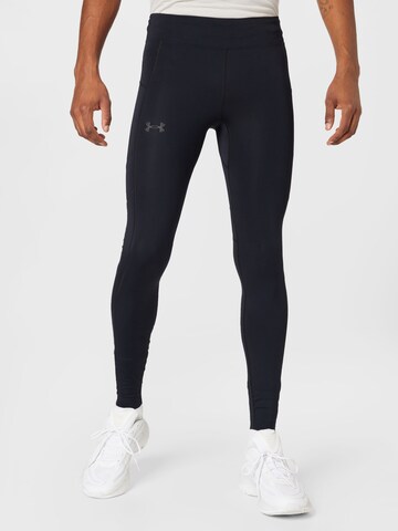 UNDER ARMOUR Skinny Fit Спортен панталон 'Speedpocket' в черно: отпред