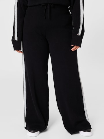 Wide leg Pantaloni de la Tommy Hilfiger Curve pe negru: față