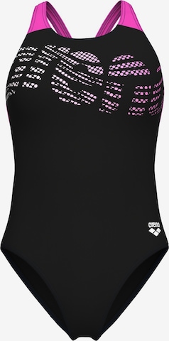 ARENA Bustier Uimapuku 'FLOWING' värissä musta: etupuoli