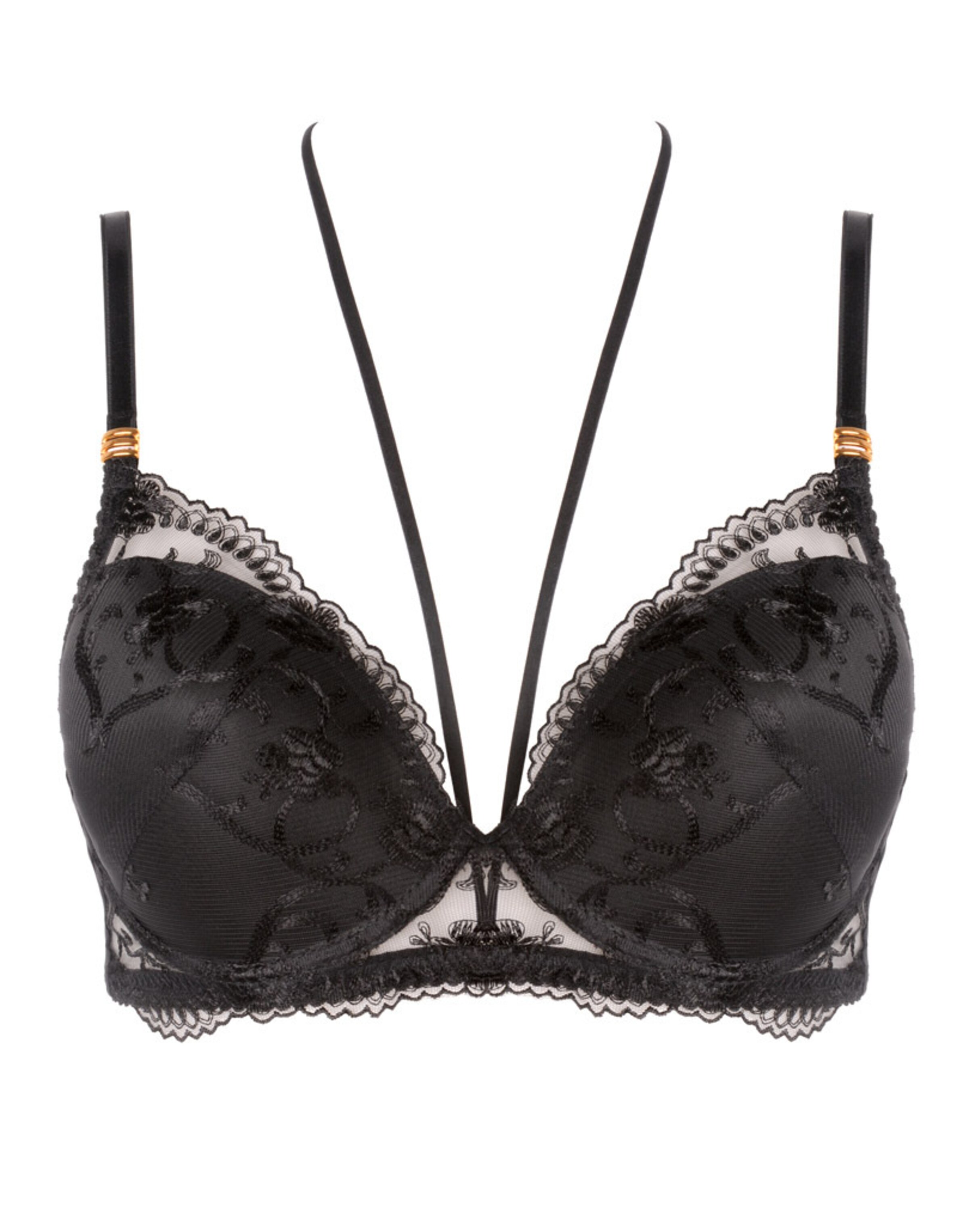 WHITE RVBBIT Push-up BH 'Black Moon' in Schwarz: Vorderseite