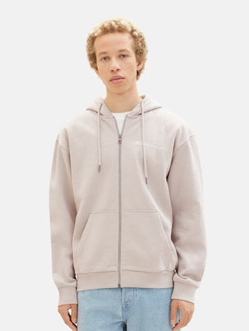 TOM TAILOR Zip-Up Hoodie in Beige: front