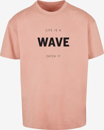 T-Shirt 'Summer - Life Is A Wave' Merchcode en rose : devant