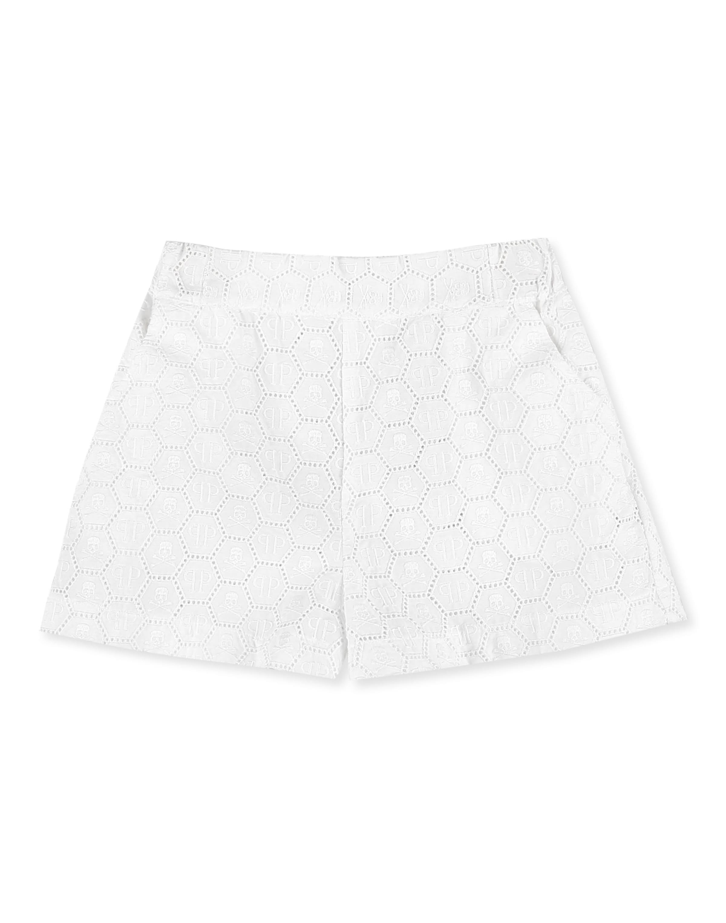 Philipp Plein Regular Shorts in Weiß: Vorderseite