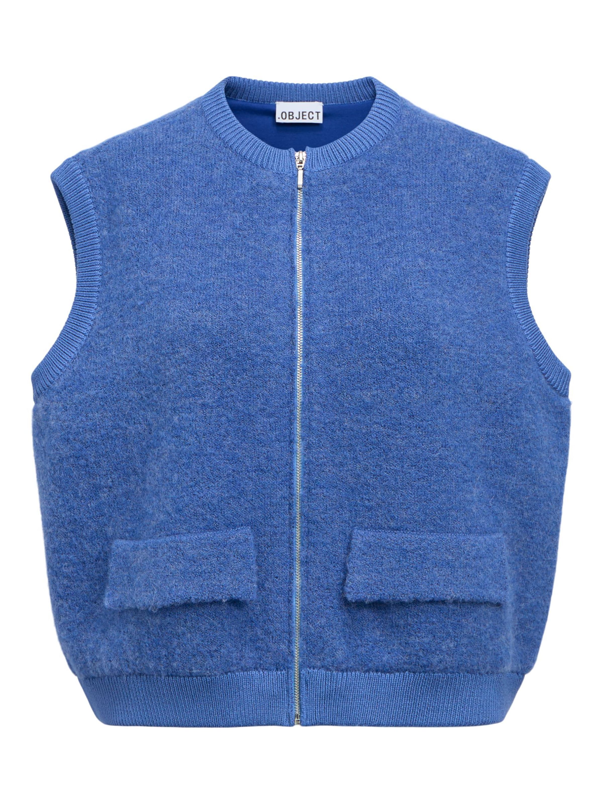 Gilet in maglia di OBJECT in blu: frontale