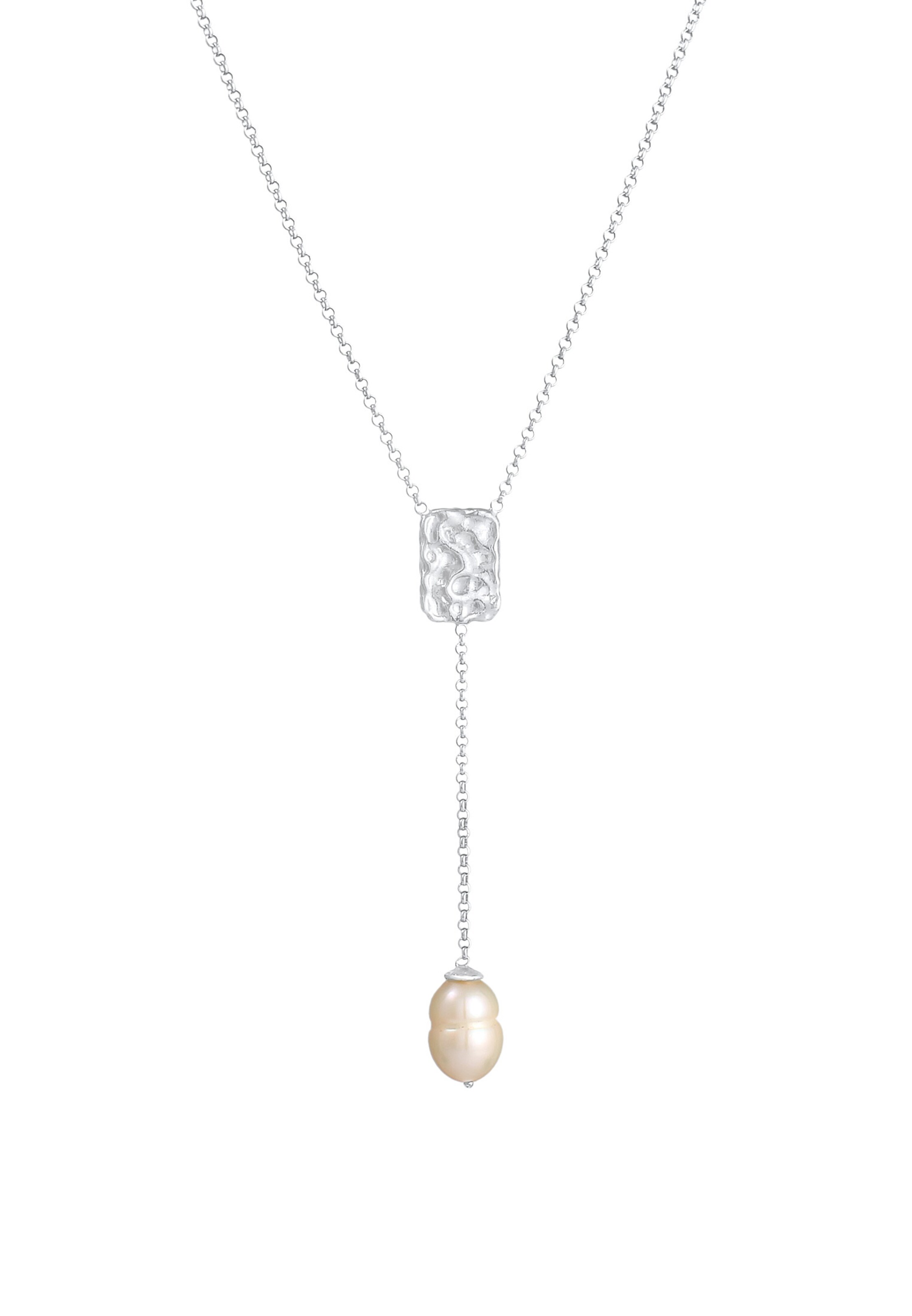 Frauen Schmuck ELLI PREMIUM Halskette Organic, Perle, Y-Kette in Silber - LU94796