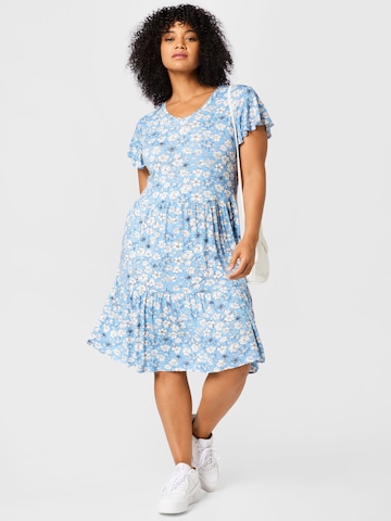 PIECES Curve Summer Dress 'Neora' in Blue