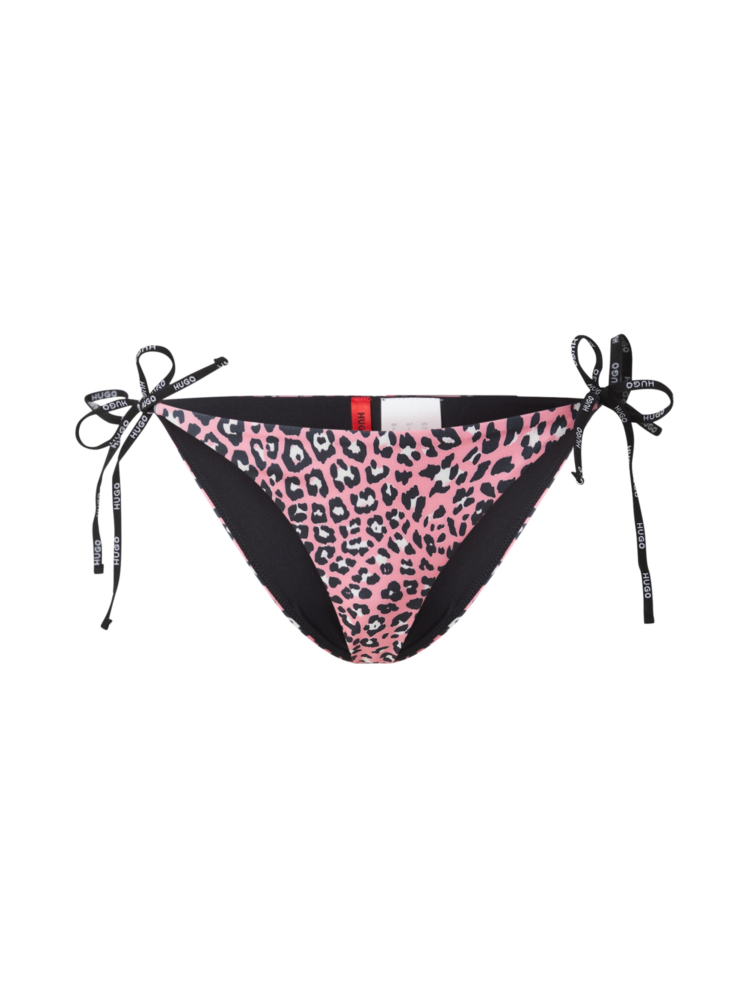 HUGO Bikinihose 'PURE_SIDE TIE' in hellpink / schwarz / weiß, Produktansicht