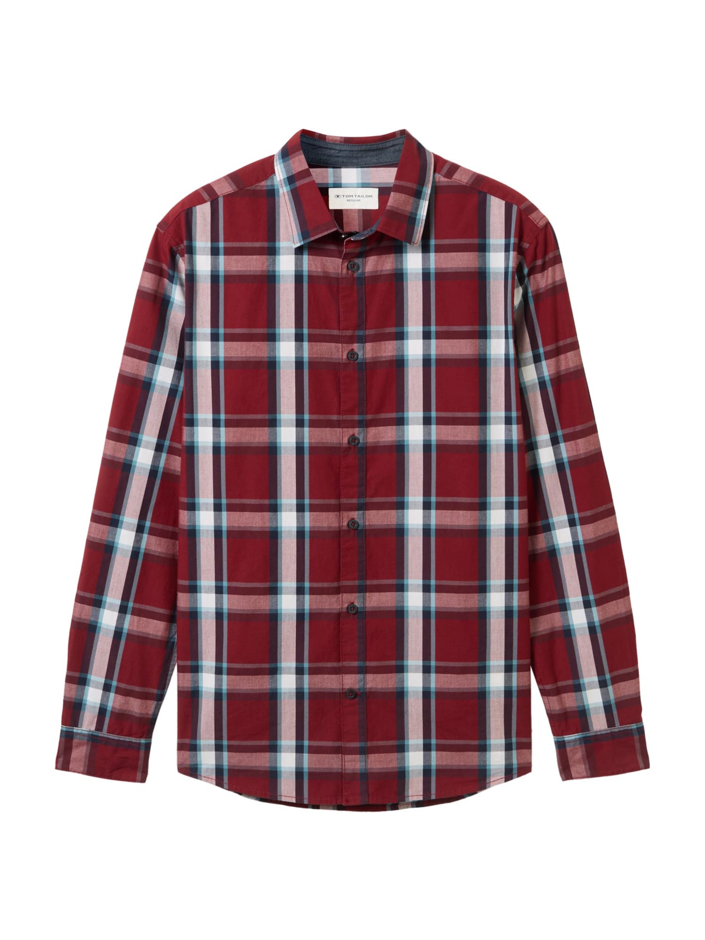 TOM TAILOR Regular fit Button Up Shirt in Red: front