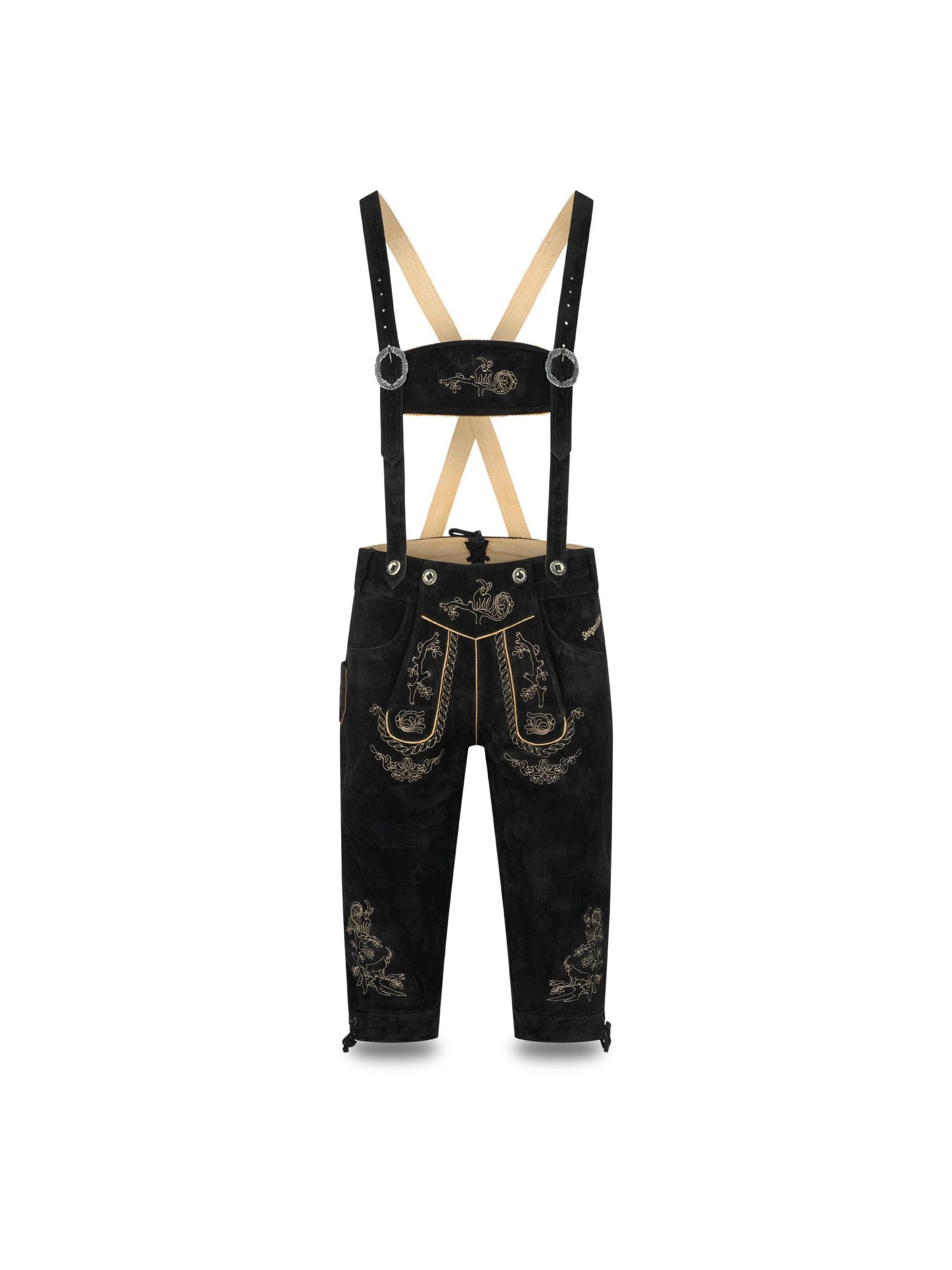 Steigenhöfer Regular Trachtenhose 'Steigenhöfer Lederhose Alexander'‌‌‌‌‌‌‌‌‌‌ in Schwarz: Vorderseite
