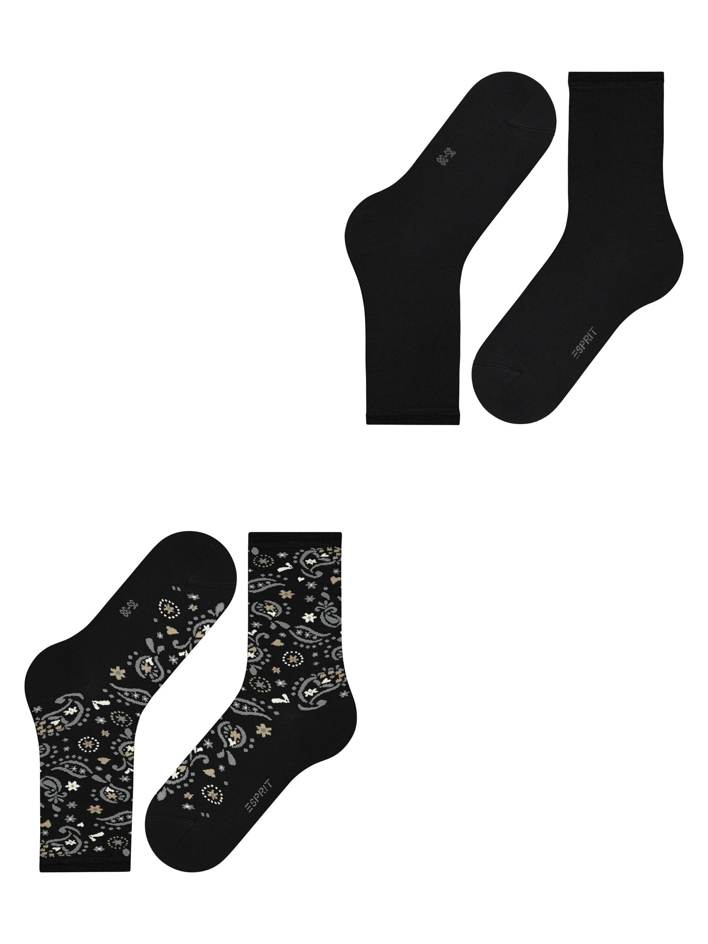 ESPRIT Socks 'Soft Paiyley 2-Pack' in Black