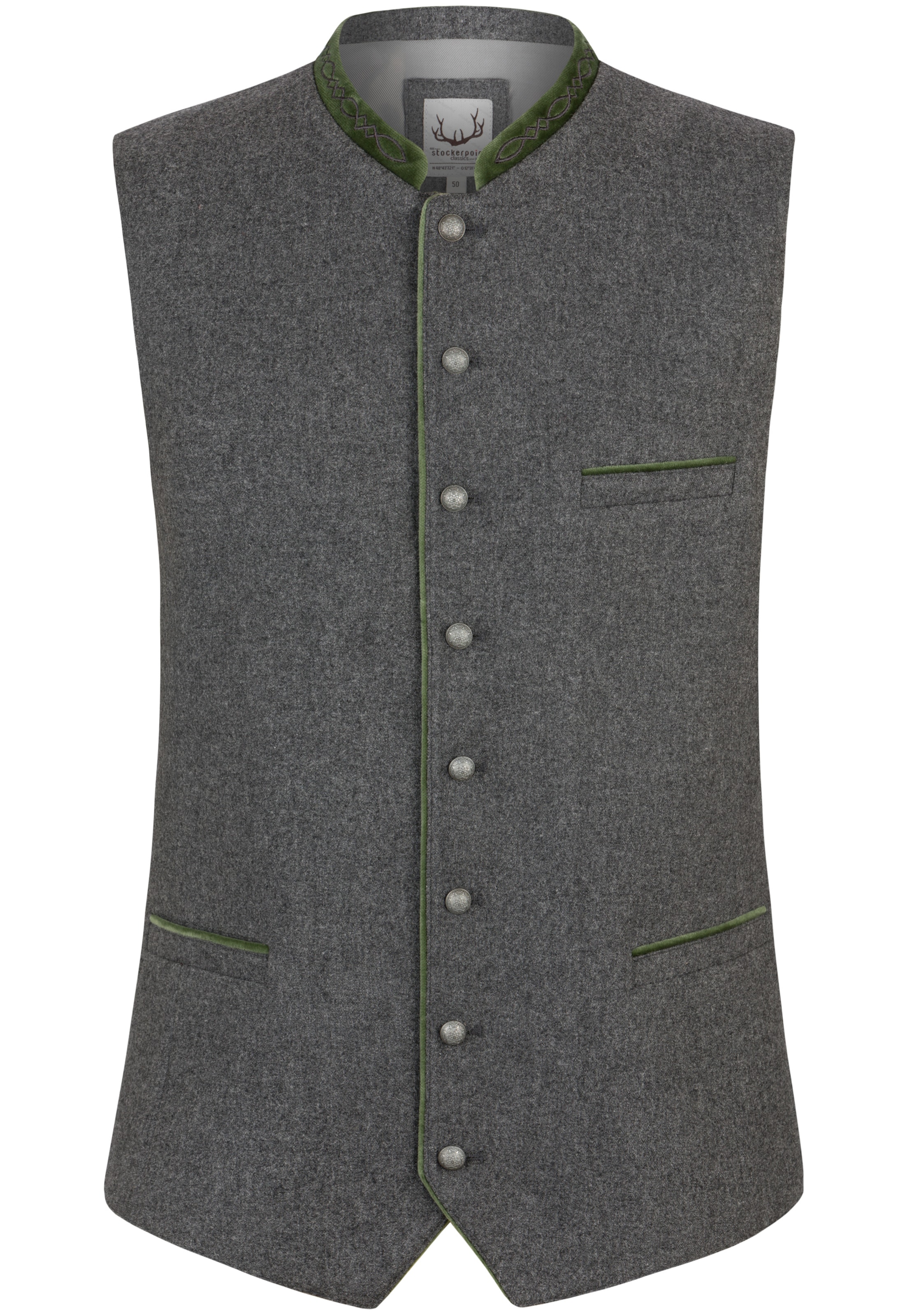 STOCKERPOINT Trachtenweste 'Fabricio' in Grau: Vorderseite