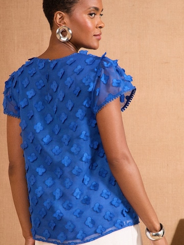 Chemisier love & roses en bleu