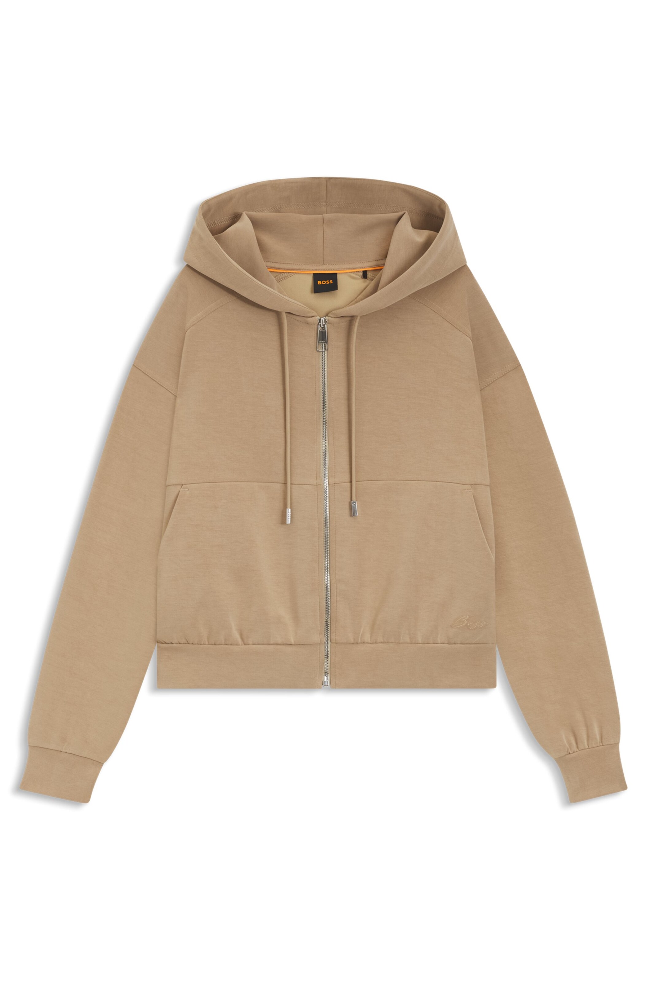 BOSS Zip-Up Hoodie in Brown: front