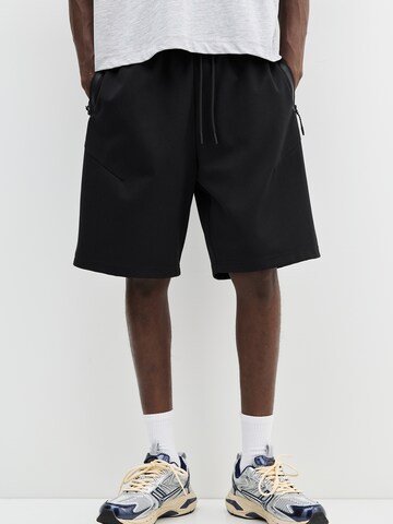 Wide Leg Pantalon Pull&Bear en noir : devant