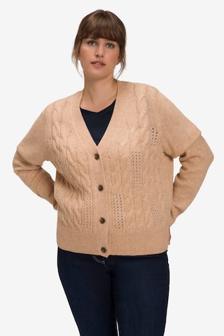 Ulla Popken Gebreid vest in Beige: voorkant