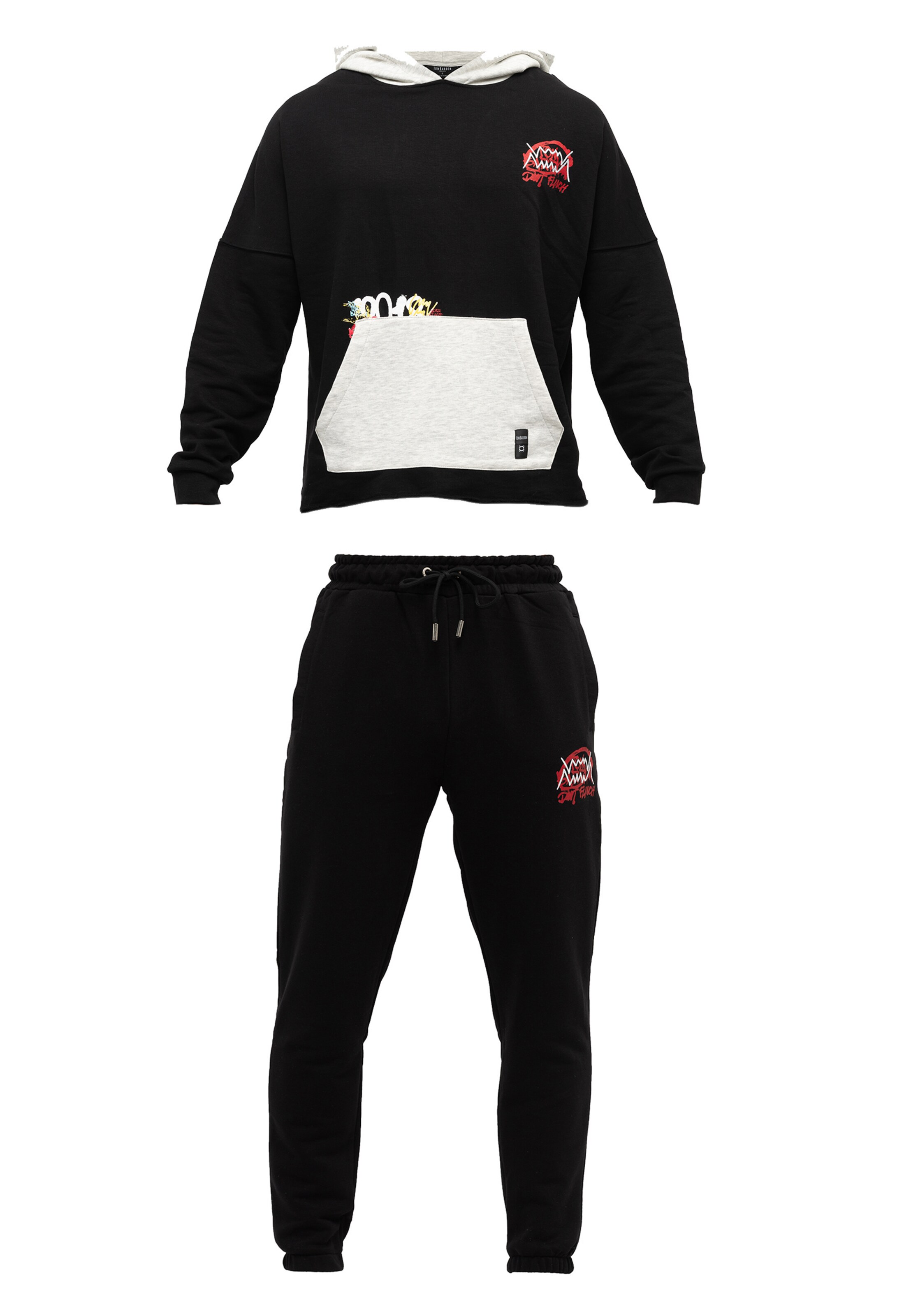 Tom Barron Jogginganzug in Schwarz: Vorderseite