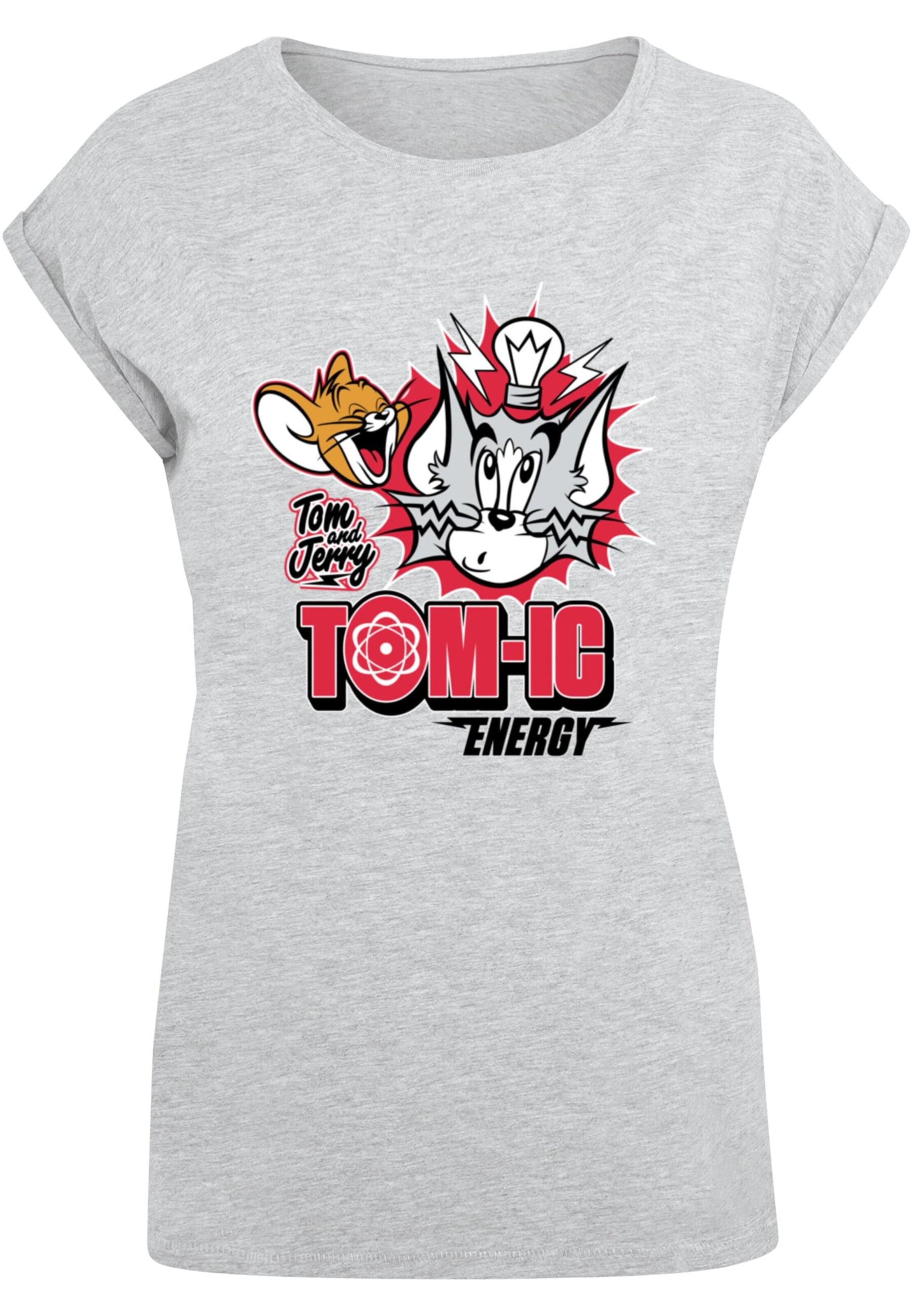 ABSOLUTE CULT Shirt 'Tom and Jerry - Tomic Energy' in Grijs: voorkant
