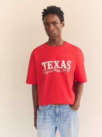 Pull&Bear Póló 'TEXAS' - piros: elől