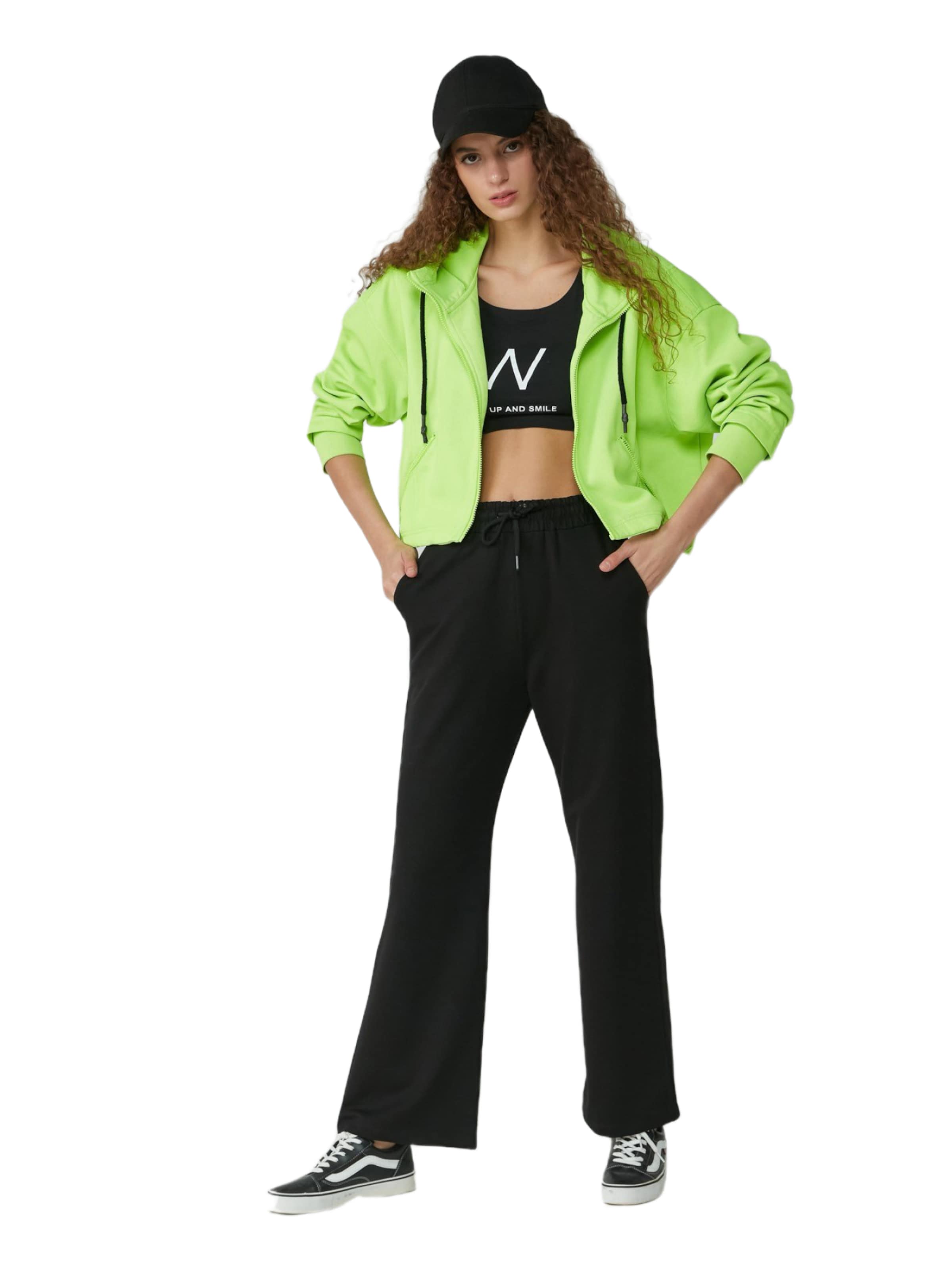 C&City Flared Broek in Zwart: voorkant