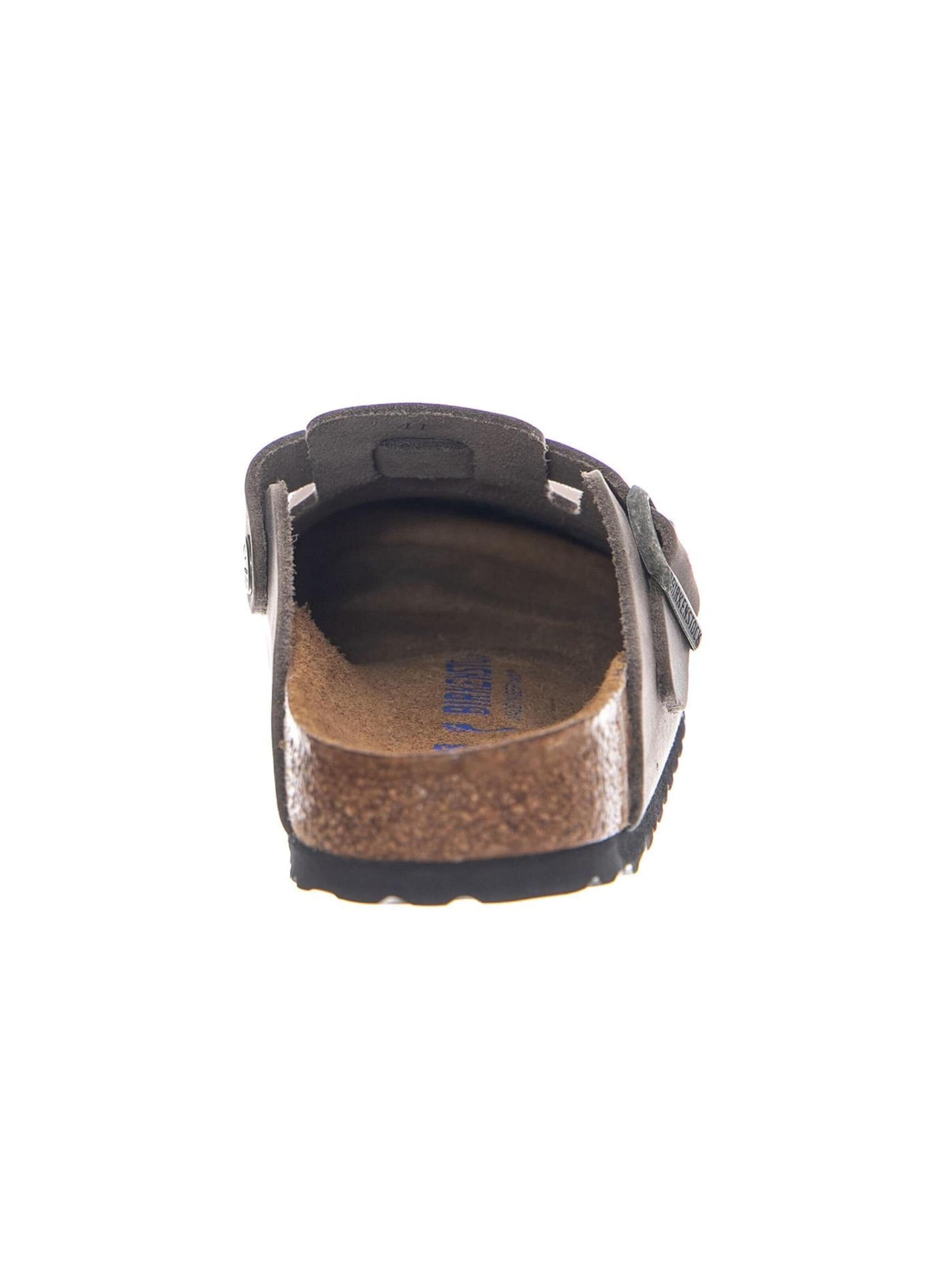 BIRKENSTOCK Klapki 'BOSTON SFB OILED LEATHER NARROW FIT IRON' w kolorze szary