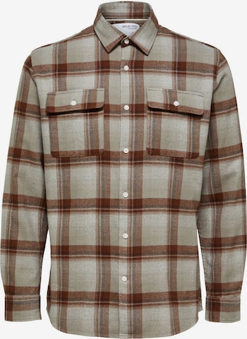 SELECTED HOMME Button Up Shirt in Brown: front