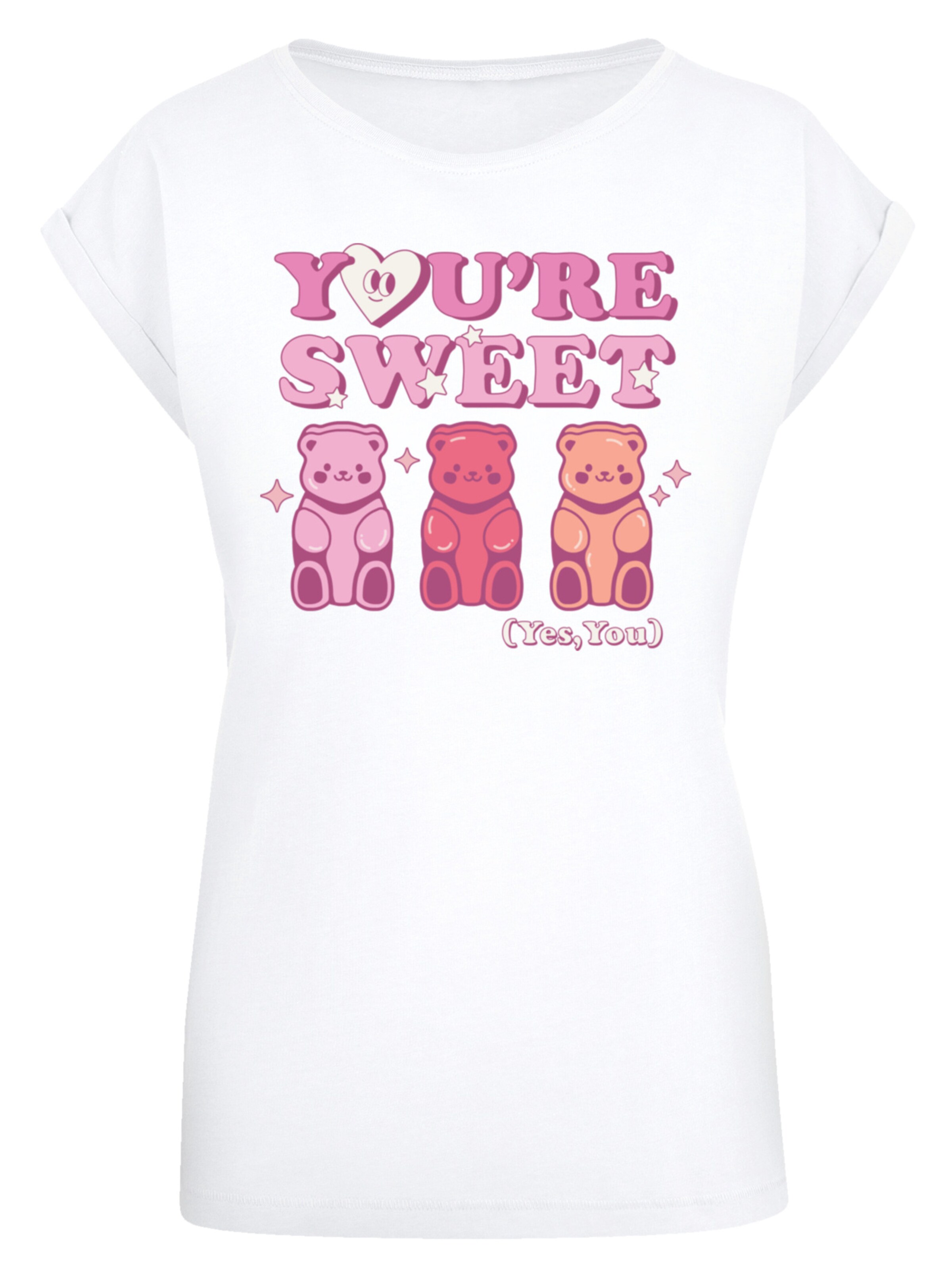 T-shirt 'Valentinstag You're Sweet Gummy Bears' F4NT4STIC en blanc : devant