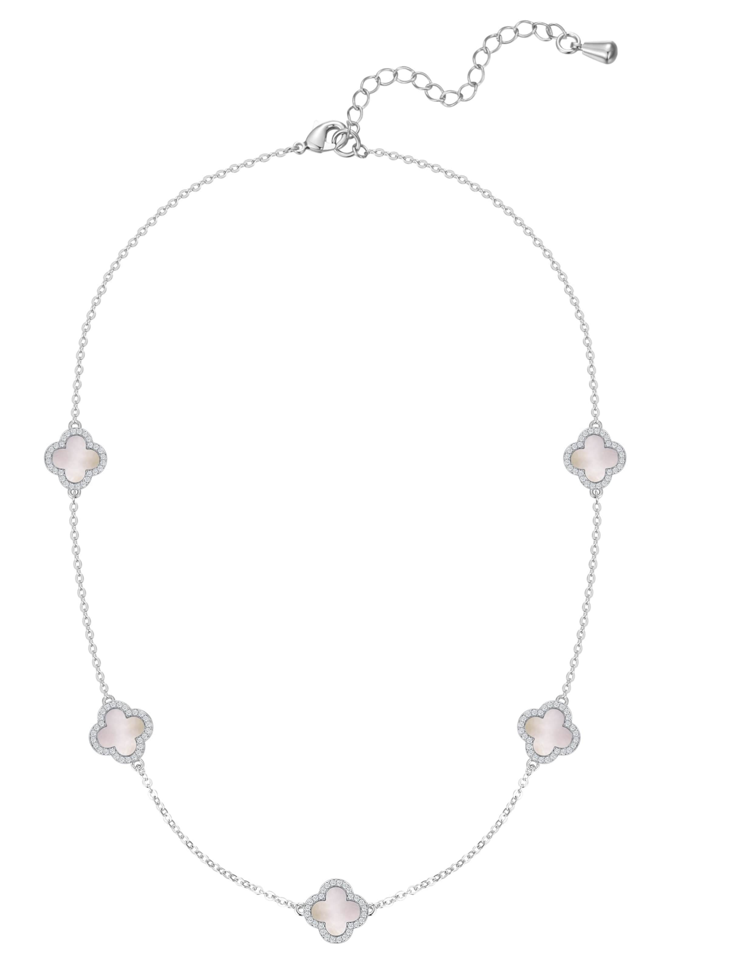 Lulu & Jane Ketting in One Size in de kleur Crème / Zilver, Productweergave