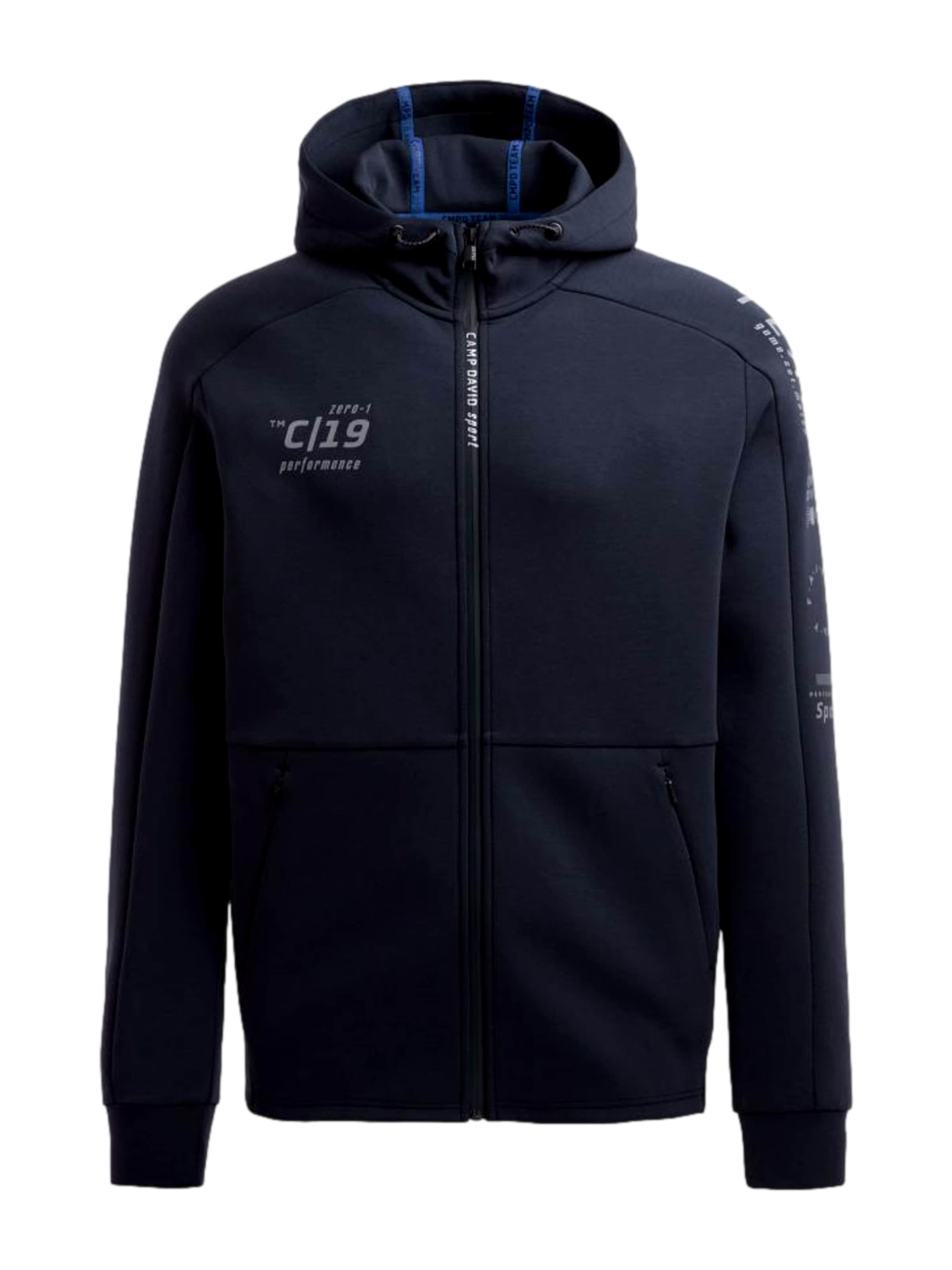 Veste de survêtement 'Game.Set.Match' CAMP DAVID en bleu : devant