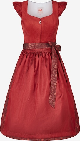 SPIETH & WENSKY Dirndl 'Kendall' in Midilänge in Rot: Vorderseite