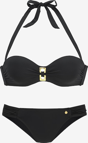 LASCANA - Bandeau Bikini en negro: frente