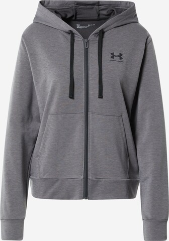 UNDER ARMOUR Athletic Zip-Up Hoodie 'Rival Terry' in Grey: front