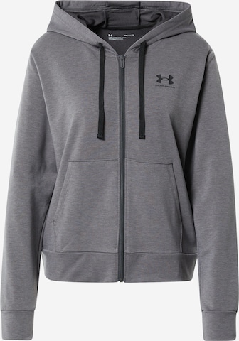 UNDER ARMOUR Sportsweatjacke  'Rival Terry' in Grau: predná strana