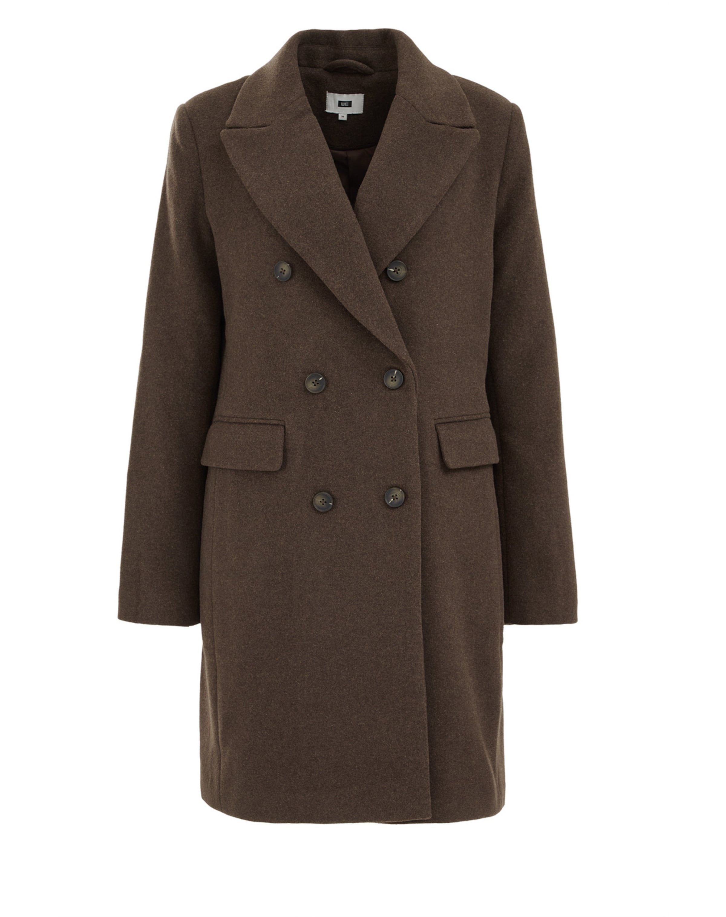 WE Fashion Ανοιξιάτικο και φθινοπωρινό παλτό σε καφέ: μπροστά