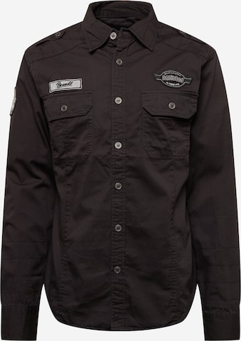 Brandit Regular fit Button Up Shirt 'Luis' in Grey: front