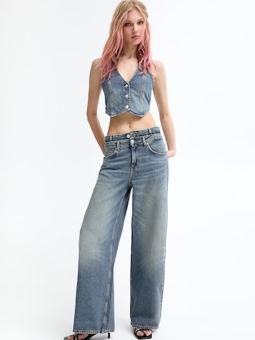 Wide leg Jeans de la Pull&Bear pe albastru