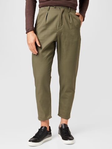 G-Star RAW Normální Kalhoty se sklady v pase – zelená: přední strana