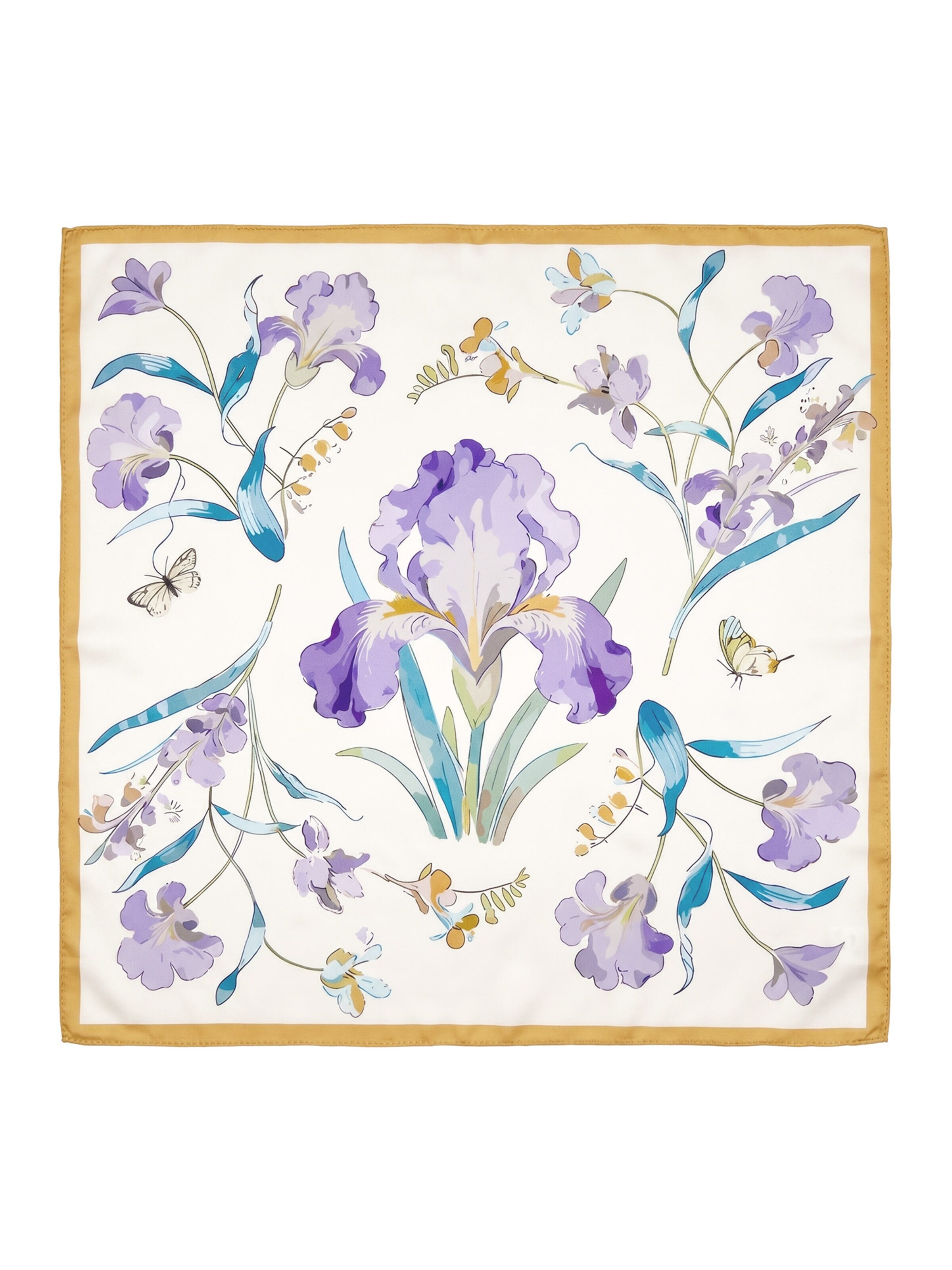 Vivi Idee Schal 'Seidentuch 53x53 cm Goldene Irisblüte'‌‌‌‌‌‌‌‌ in Gelb: Vorderseite