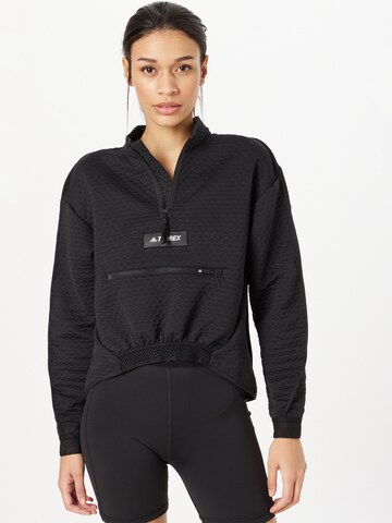 Hanorac sport 'Hike Fleece' de la ADIDAS TERREX pe negru: față