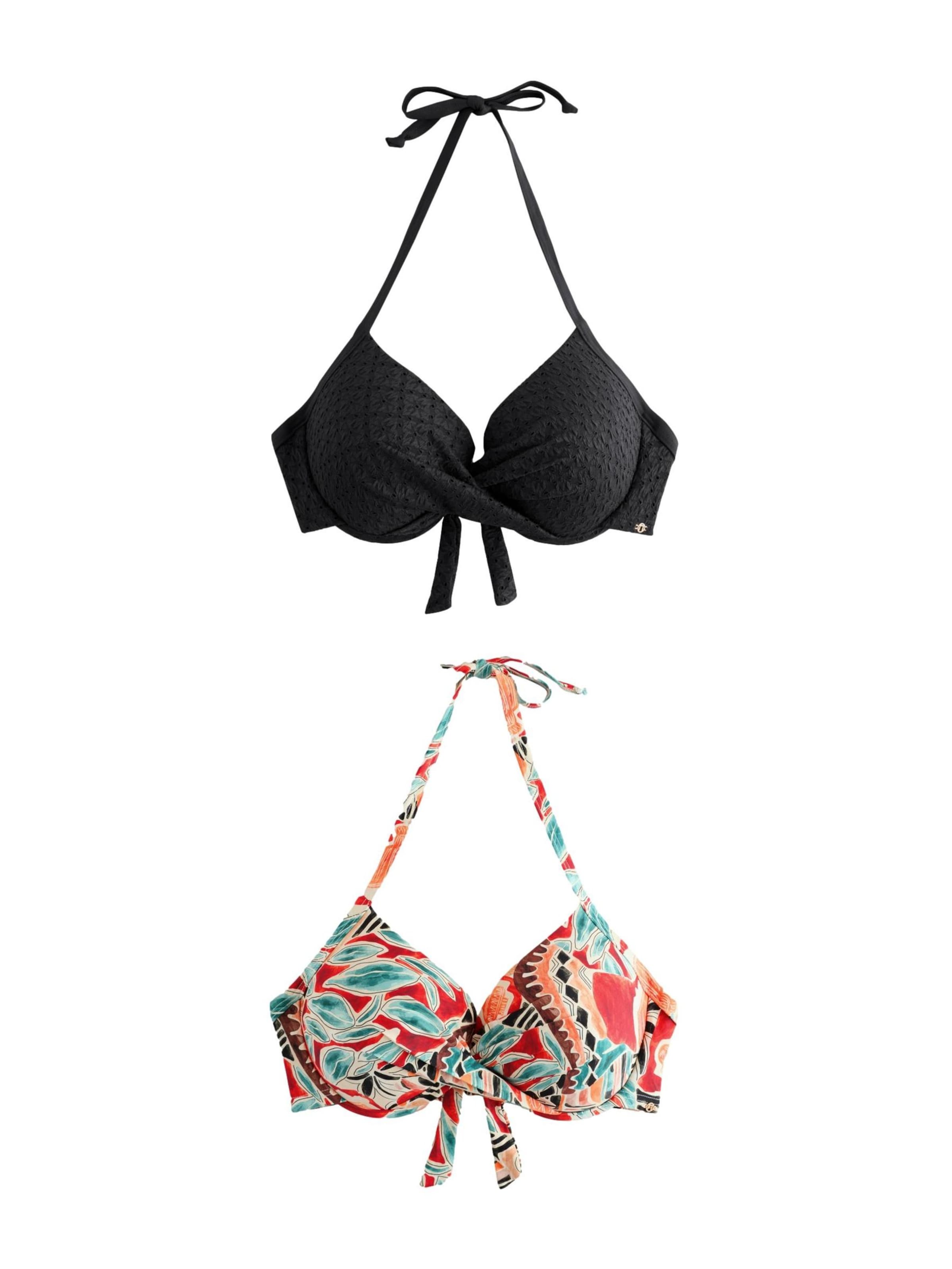 Next Hauts de bikini en bleu cyan / cappuccino / rouge / noir, Vue avec produit