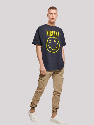 F4NT4STIC Shirt 'Nirvana Rock Band Yellow Happy Face' in Blau