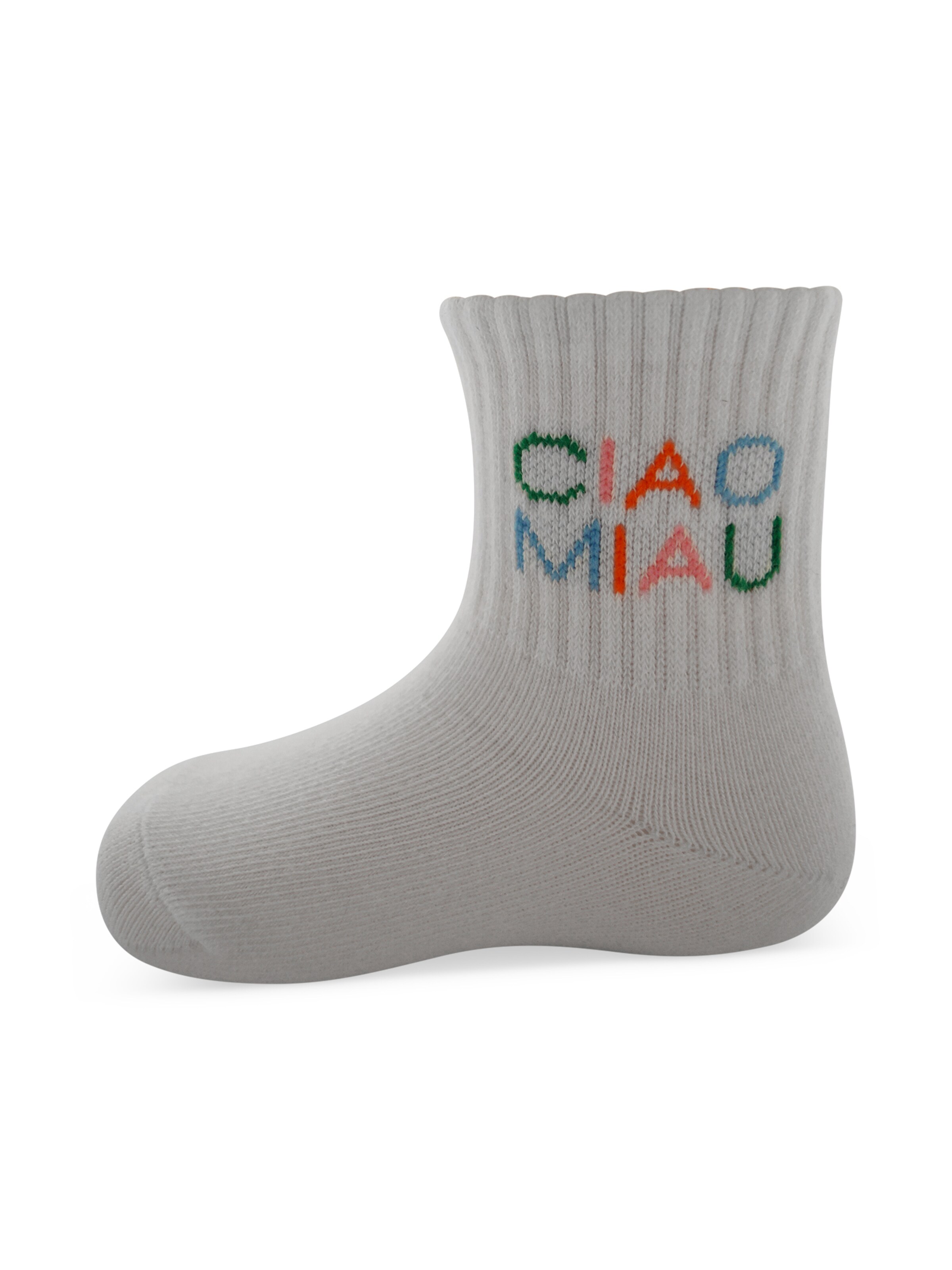 Pippa & Piet Socks 'Ciao Miau' in White