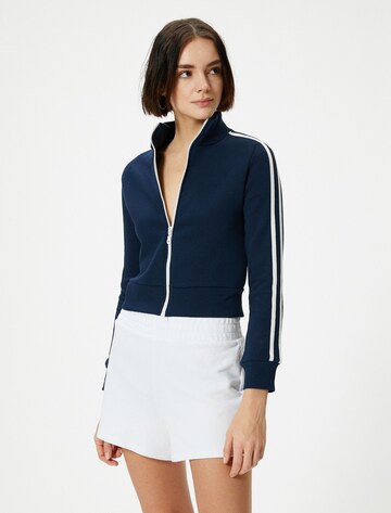 Koton Zip-Up Hoodie in Blue: front