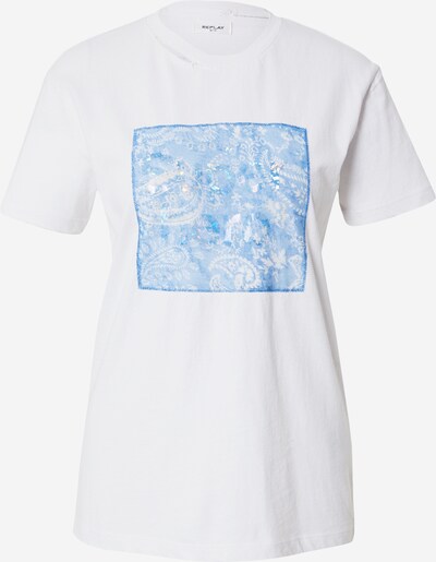 REPLAY T-Shirt in pastellblau / hellblau / weiß, Produktansicht